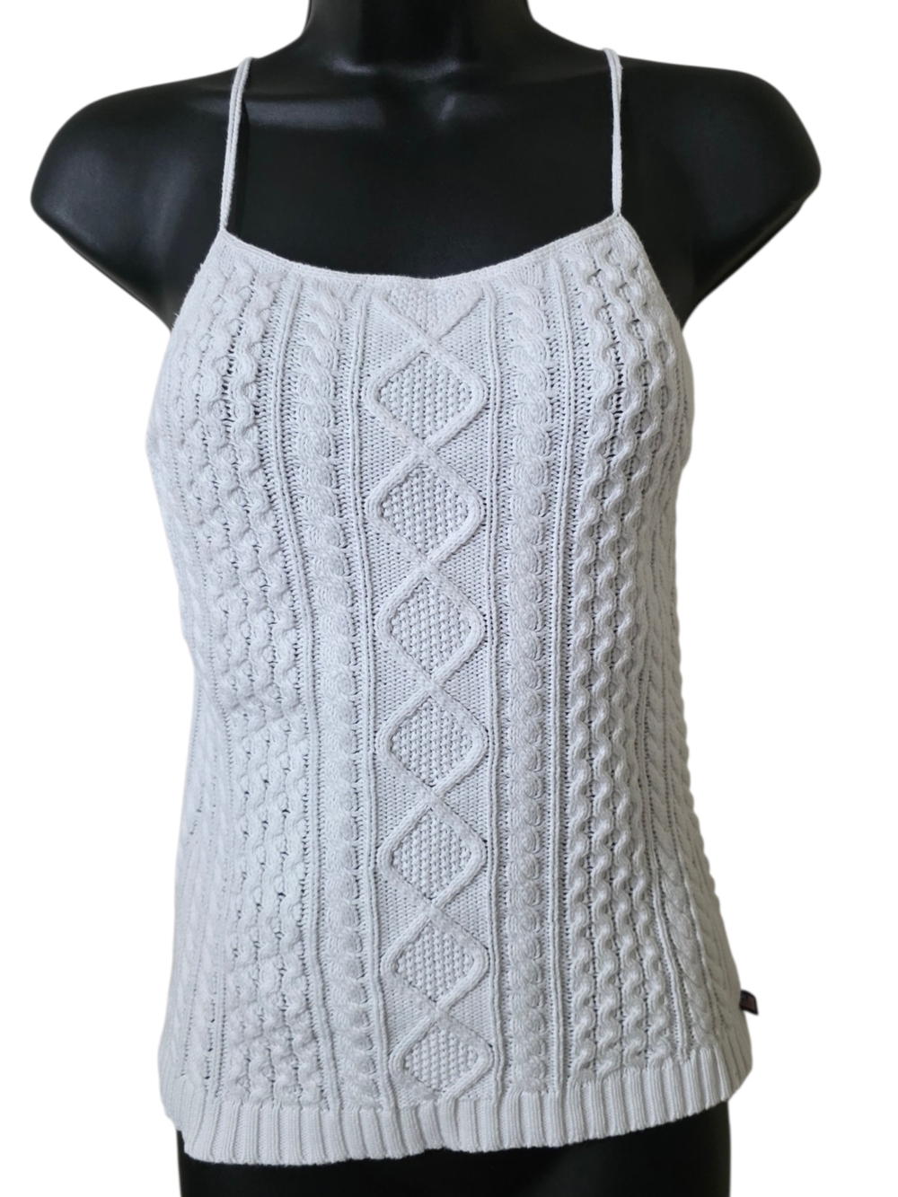 Polo by Ralph Lauren White Cable Knit Spaghetti Strap Tank